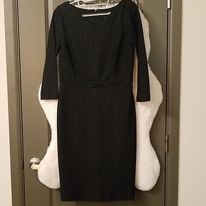 Chalk stripe v-neck suiting dress